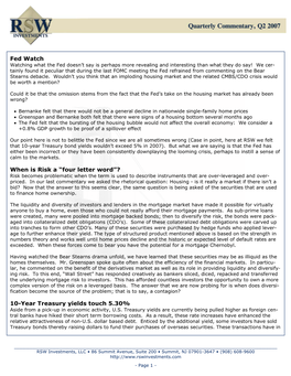 2Nd Quarter Fixed Income Newsletter