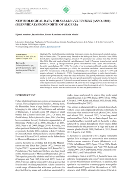 New Biological Data for Salaria Fluviatilis (Asso, 1801) (Blenniidae) from North of Algeria