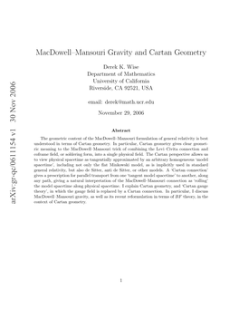 Arxiv:Gr-Qc/0611154 V1 30 Nov 2006 Otx Fcra Geometry