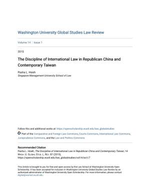 The Discipline of International Law in Republican China and Contemporary Taiwan