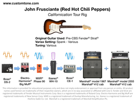 John Frusciante (Red Hot Chili Peppers) Californication Tour Rig