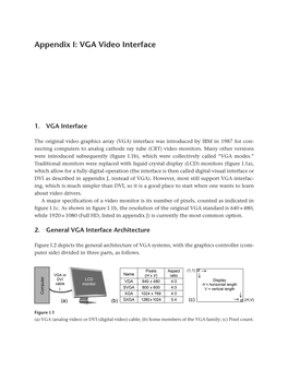 Appendix I: VGA Video Interface