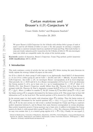 Cartan Matrices and Brauer's K(B)-Conjecture V
