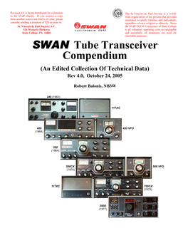 SWAN Tube Transceiver Compendium (An Edited Collection of Technical Data) Rev 4.0, October 24, 2005