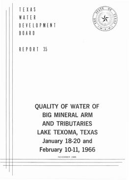 Quality of Water of Big Mineral Arm and Tributaries Lake Texoma