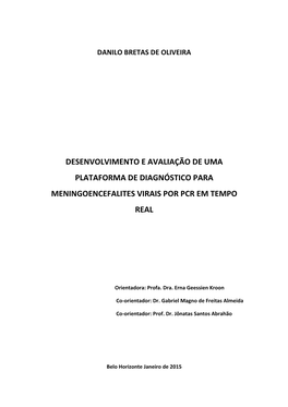 Desenvolvimento E Avaliação De Uma Plataforma De Diagnóstico Para Meningoencefalites Virais Por Pcr Em Tempo Real