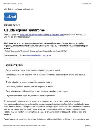 Cauda Equina Syndrome | the BMJ 23/11/2019, 12�15