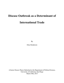 Disease Outbreak As a Determinant of International Trade
