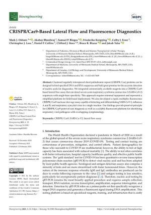 CRISPR/Cas9-Based Lateral Flow and Fluorescence Diagnostics