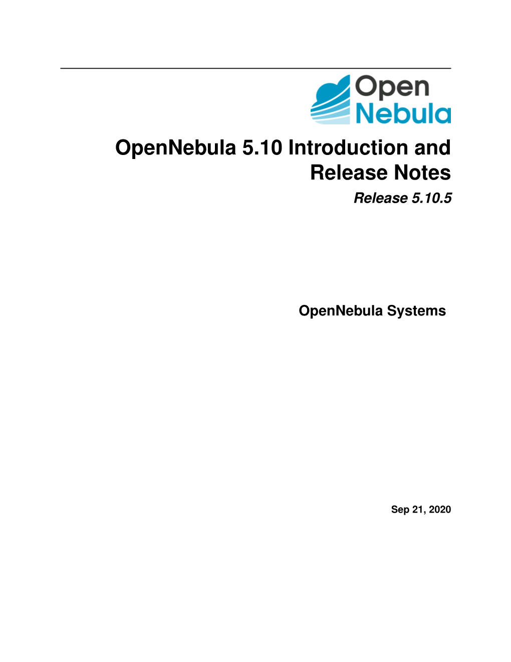 Opennebula 5.10 Introduction and Release Notes Release 5.10.5