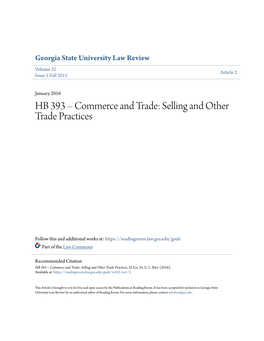 Selling and Other Trade Practices