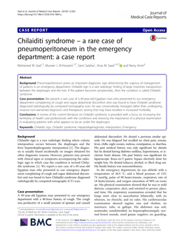 Chilaiditi Syndrome – a Rare Case of Pneumoperitoneum in the Emergency Department: a Case Report Mohamed M