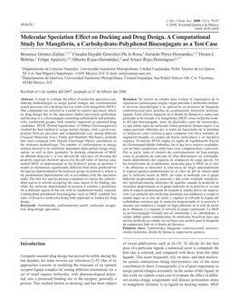 Molecular Speciation Effect on Docking and Drug Design. a Computational Study for Mangiferin, a Carbohydrate-Polyphenol Bioconjugate As a Test Case