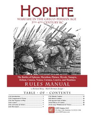 Rules Manual ~ a Richard Berg - Mark Herman Design ~ Table • of • Contents (1.0) Introduction