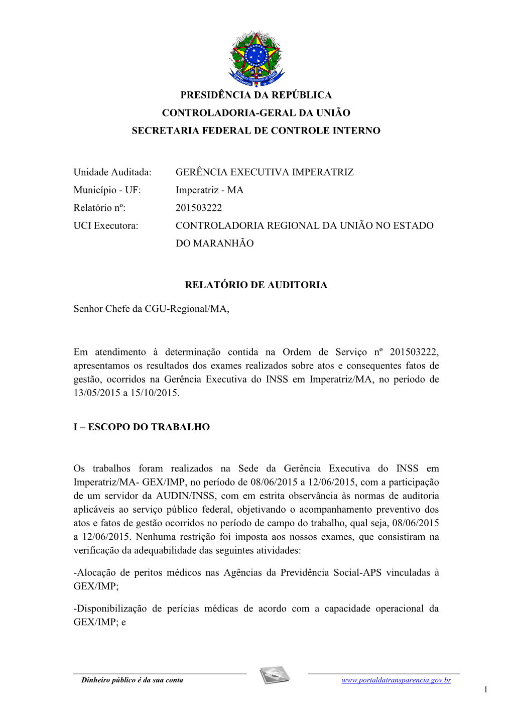 Presidência Da República Controladoria-Geral Da União Secretaria Federal De Controle Interno