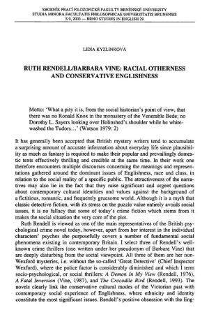 Ruth Rendell/Barbara Vine: Racial Otherness and Conservative Englishness