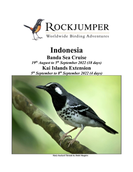 Indonesia Banda Sea Cruise 19Th August to 5Th September 2022 (18 Days) Kai Islands Extension 5Th September to 8Th September 2022 (4 Days)