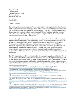 National Organizations Ltr to NFL Re Anthem Policy.Pdf