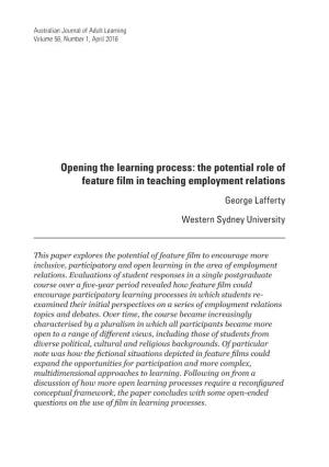 Opening the Learning Process: the Potential Role of Feature Film in Teaching Employment Relations George Lafferty
