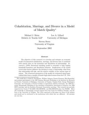 Cohabitation, Marriage, and Divorce in a Model of Match Quality∗
