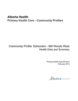 Edmonton - Mill Woods West Health Data and Summary