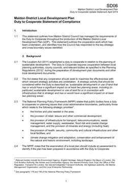 Maldon District Local Development Plan Duty to Cooperate Statement of Compliance