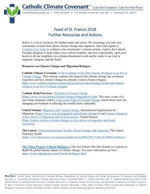 Feast of St. Francis 2018 Further Resources and Actions