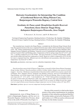 Hotwater Geochemistry for Interpreting the Condition of Geothermal Reservoir, Dieng Plateau Case, Banjarnegara-Wonosobo Regency, Central Java