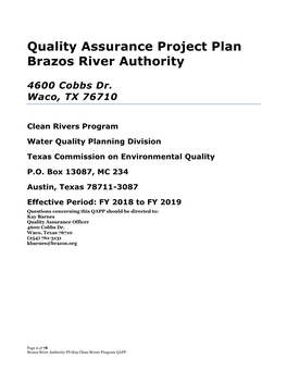 Quality Assurance Project Plan Brazos River Authority