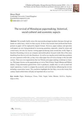 The Revival of Himalayan Papermaking: Historical, Social-Cultural and Economic Aspects