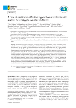 A Case of Ezetimibe-Effective Hypercholesterolemia with a Novel Heterozygous Variant in ABCG5