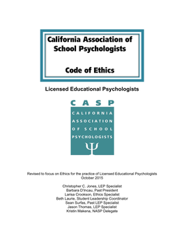 Code of Ethics for Licensed Educational Psychologists