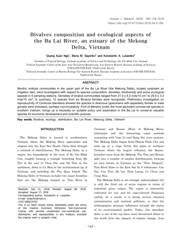 Bivalves Composition and Ecological Aspects of the Ba Lai River, an Estuary of the Mekong Delta, Vietnam