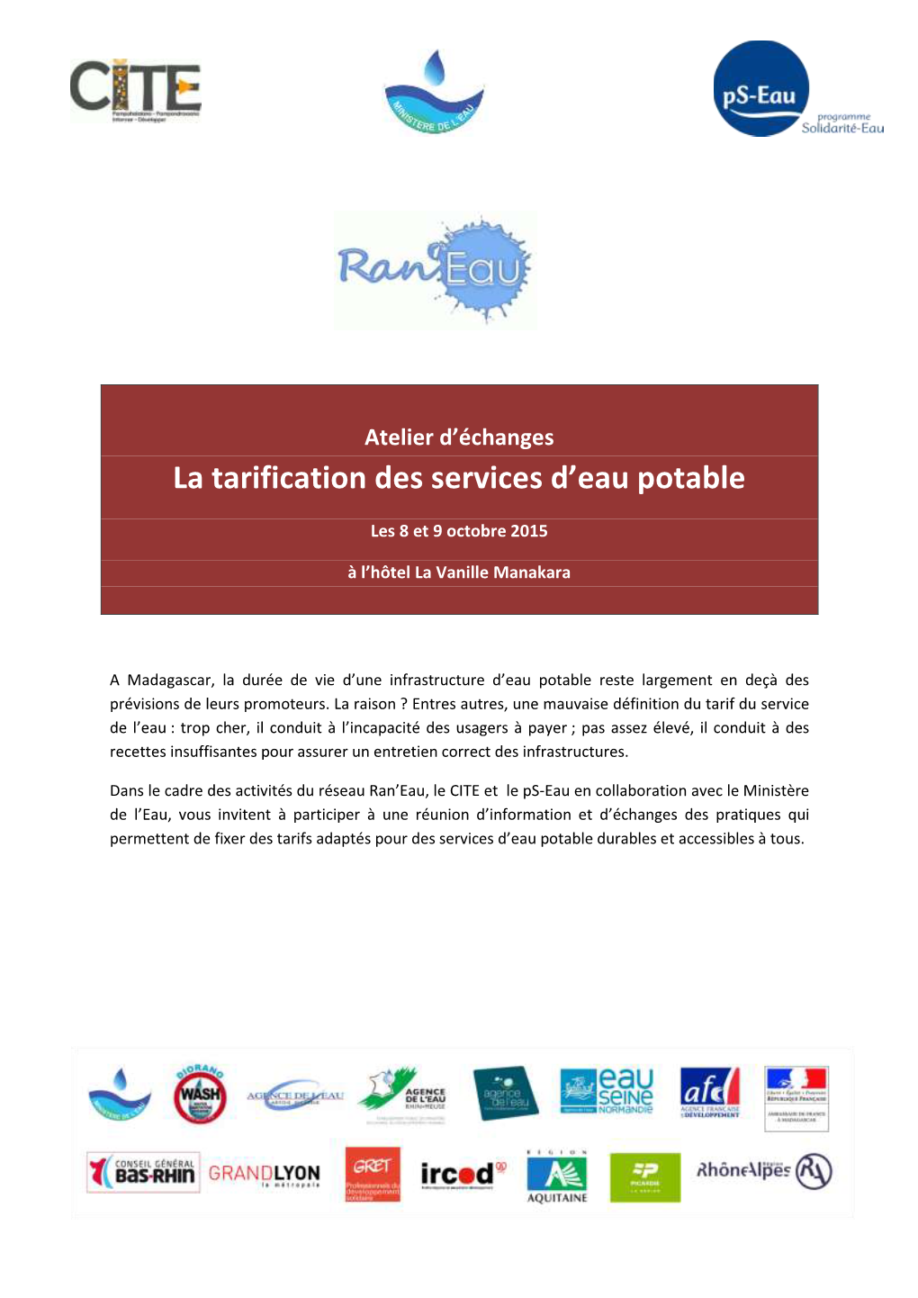 La Tarification Des Services D'eau Potable