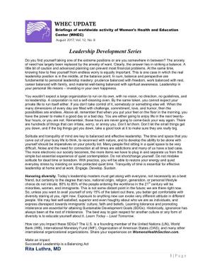 WHEC UPDATE Leadership Development Series