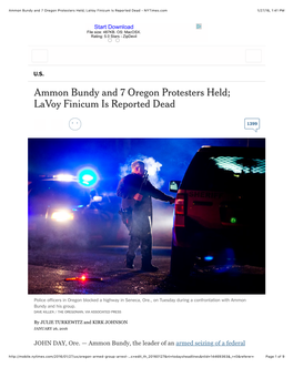 ENVIRO 2016-01-27 Malheur Ammon Bundy and 7 Oregon Protesters Held