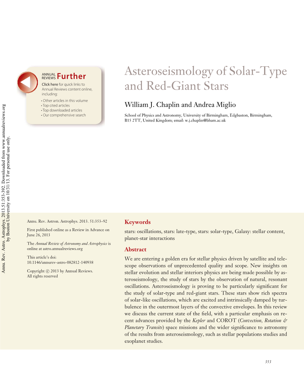 Asteroseismology of Solar-Type and Red-Giant Stars