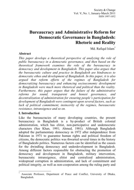 Bureaucracy, Democracy, Reforms