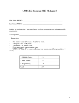 CMSC132 Summer 2017 Midterm 2