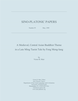 A Medieval, Central Asian Buddhist Theme in a Late Ming Taoist Tale by Feng Meng-Lung