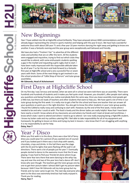 New Beginnings First Days at Highcliffe School Year 7 Disco