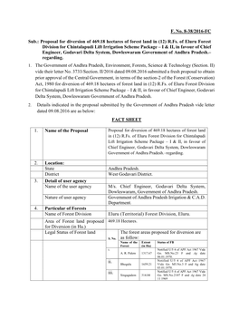 F. No. 8-38/2016-FC Sub.: Proposal for Diversion of 469.18 Hectares Of