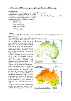 14. Australia and Oceania – Geomorphology, Climate and Hydrology