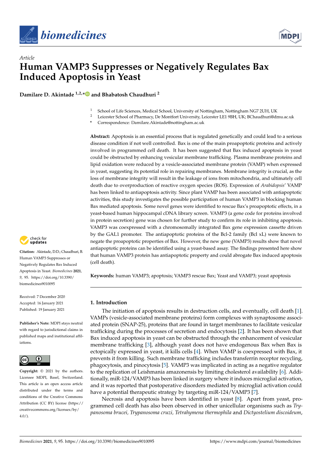 Human VAMP3 Suppresses Or Negatively Regulates Bax Induced Apoptosis in Yeast