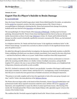 (Expert Ties Ex-Player\222S Suicide to Brain Damage
