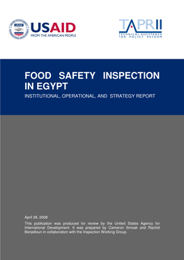 Food Safety Inspection in Egypt Institutional, Operational, and Strategy Report