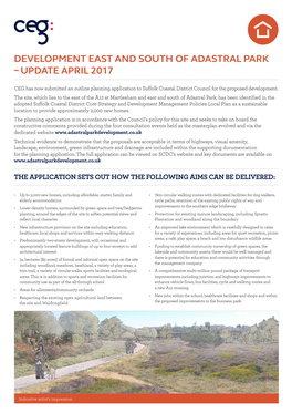 Development East and South of Adastral Park – Update April 2017
