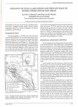 GEOLOGY of TATLA LAKE (92Nl15) and the EAST HALF of BUSSEL CREEK (92N114) MAP AREAS by Peter S