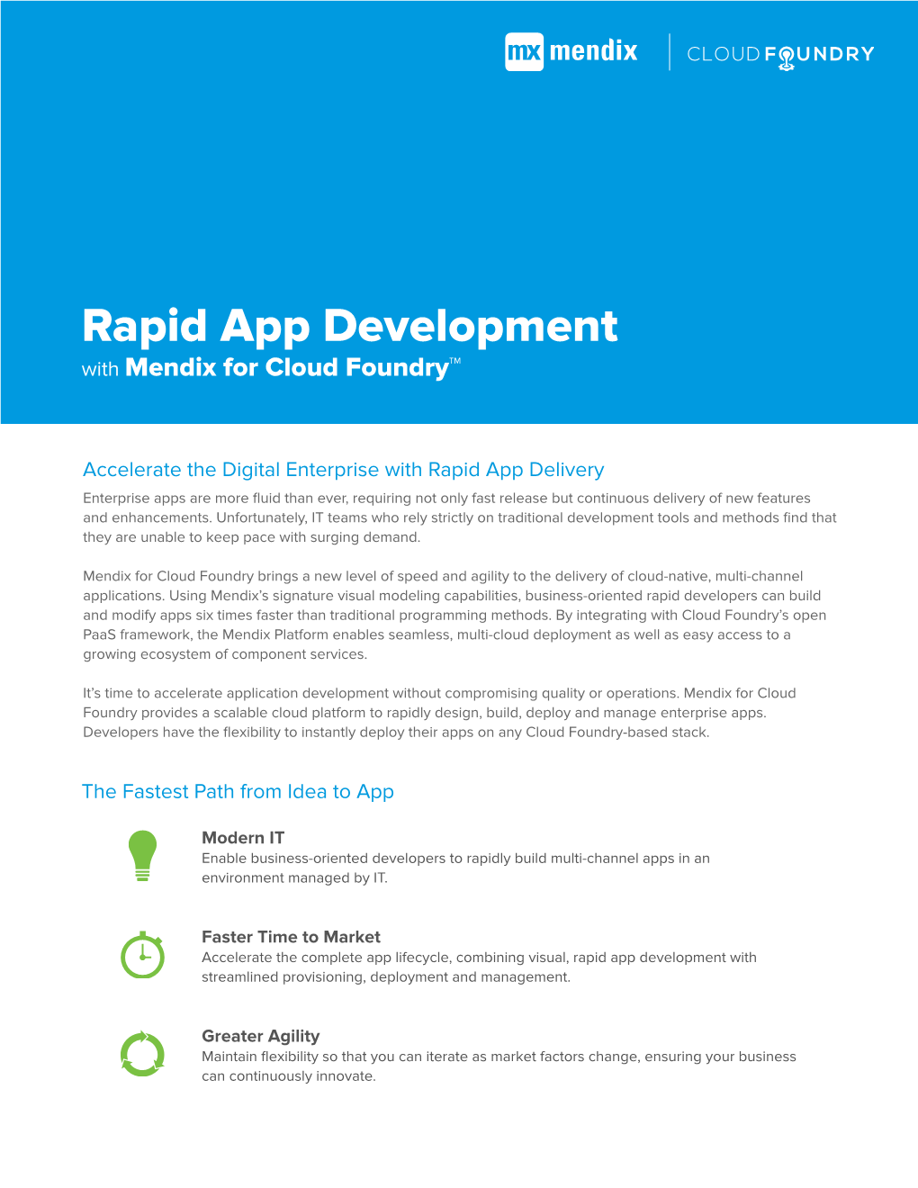 Rapid App Development with Mendix for Cloud Foundry™