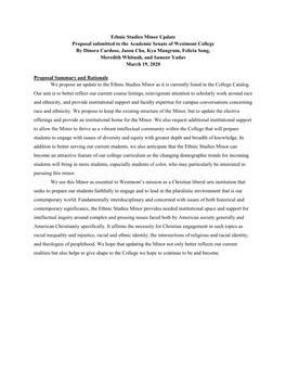 Ethnic Studies Minor Update Proposal Submitted to the Academic Senate